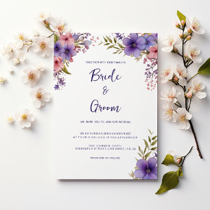 Invitación Boda de marco floral rosa lavanda de verano