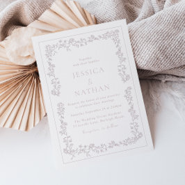 Invitación Boda de marco floral rosado elegante y polvoriento