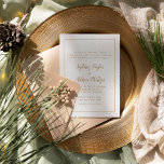 Invitación Boda de marco formal simple Minimalista|dorado<br><div class="desc">Esta sencilla invitación a la boda con marco formal e minimalista es perfecta para una boda elegante. El diseño clásico presenta un marco de borde dorado básico y una tipografía elegante de oro y blanco con un moderno toque minimalista. QSD117</div>