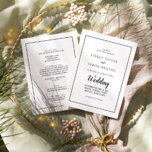 Invitación Boda de marco frontal y posterior Minimalista simp