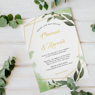 Invitación Boda de marco geográfico de verde
