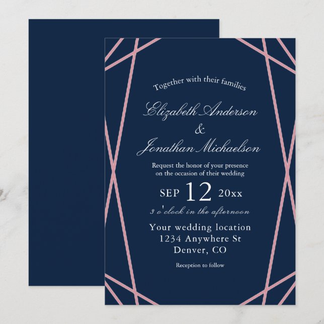 Invitación Boda de marco geométrico (Anverso / Reverso)
