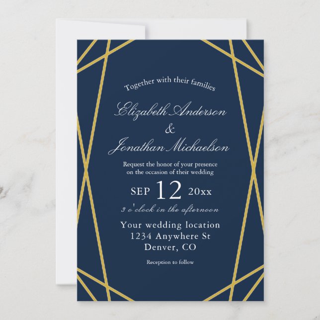 Invitación Boda de marco geométrico (Anverso)