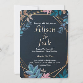 Invitación Boda de marco geométrico botánico moderno