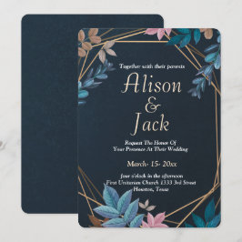 Invitación Boda de marco geométrico botánico moderno
