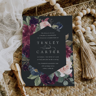 Invitación Boda de marco geométrico de caída de ciruela