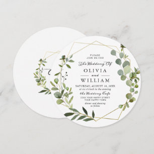 Invitación Boda de Marco Geométrico de Foliaje de Eucalipto M