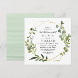Invitación Boda de marco geométrico de follaje de eucalipto m