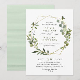 Invitación Boda de marco geométrico de follaje de eucalipto m