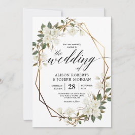 Invitación Boda de marco geométrico de oro de Magnolia