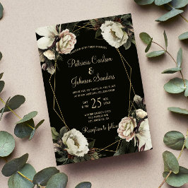 Invitación Boda de marco geométrico de oro floral de invierno