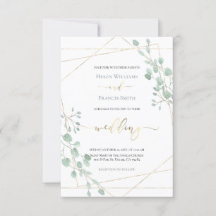 Invitación boda de marco geométrico de vegetación ・
