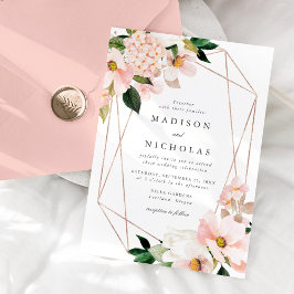 Invitación Boda de marco geométrico floral de Rubor de primav