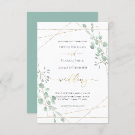 Invitación boda de marco geométrico verde