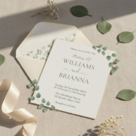 Invitación Boda de marco geométrico verde Minimalista moderno