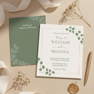 Invitación Boda de marco geométrico verde Minimalista moderno