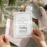 Invitación Boda de marco informal Minimalista simple<br><div class="desc">Esta sencilla y minimalista invitación a la boda es perfecta para una boda elegante. El diseño clásico presenta un marco de borde básico y una tipografía rústica en blanco y negro con un estilo minimalista moderno. QSD112</div>
