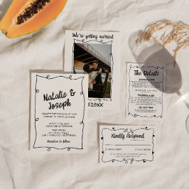 Invitación Boda de marco moderno exclusivo para retro-mano