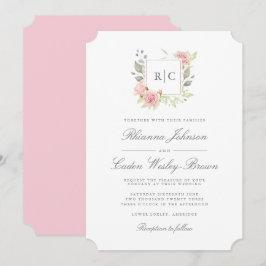 Invitación Boda de marco monograma de rosas rosas rosas rosas
