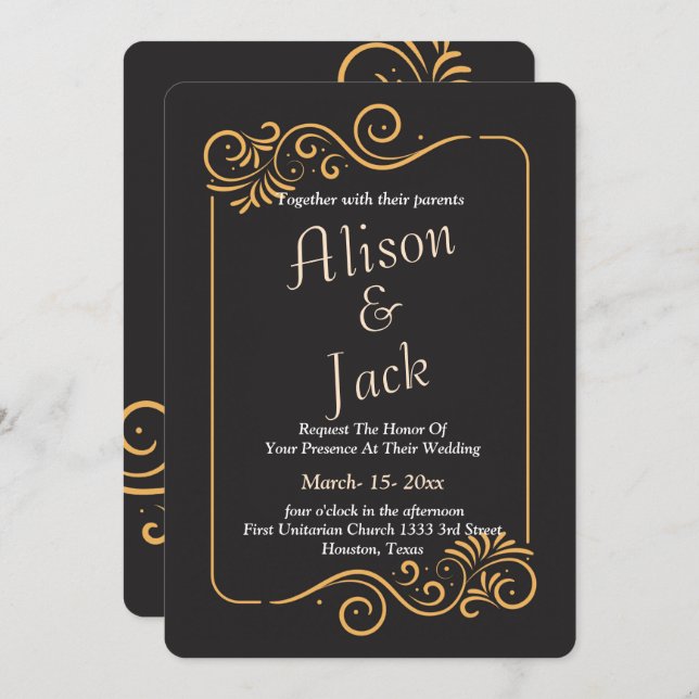 Invitación Boda de marco ornamental (Anverso / Reverso)