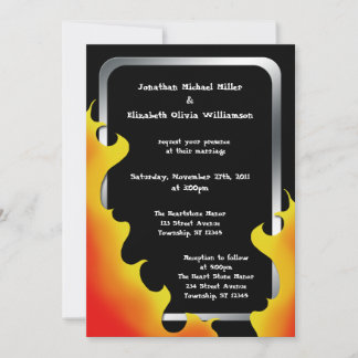Invitación Boda de marco plateado de los flamencos de los mot