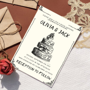 Invitación Boda De Marco Quirky De Torta Dibujada A Mano Retr