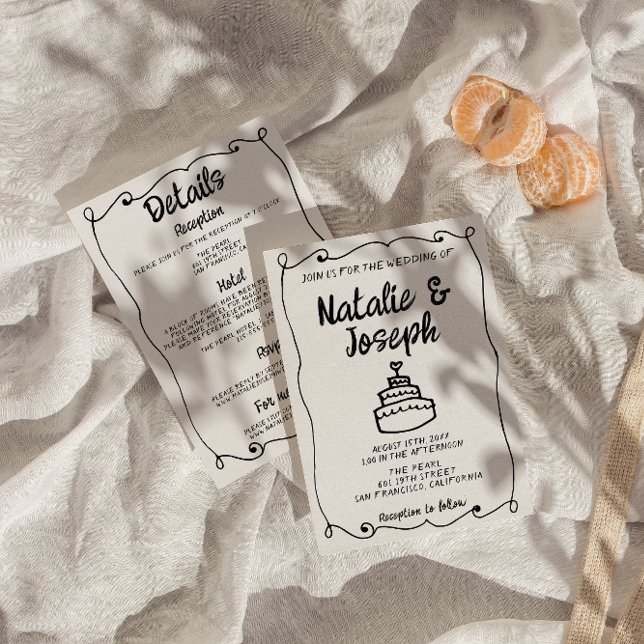 Invitación Boda De Marco Retro De Pasteles Dibujado De Una Ma (Subido por el creador)