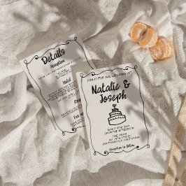 Invitación Boda De Marco Retro De Pasteles Dibujado De Una Ma