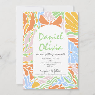 Invitación Boda de marco retro floral colorido