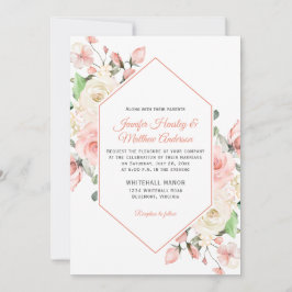 Invitación Boda de marco Rubor rosa y blanco