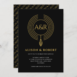 Invitación Boda de marcos, hojas e iniciales inspirados en jo