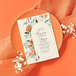 Invitación Boda de marfil de doble arco y florido ruso
