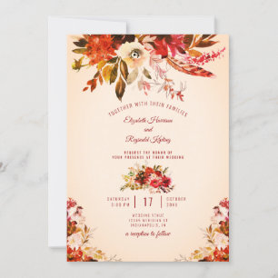 Invitación Boda de marfil floral de color de agua esplendor o