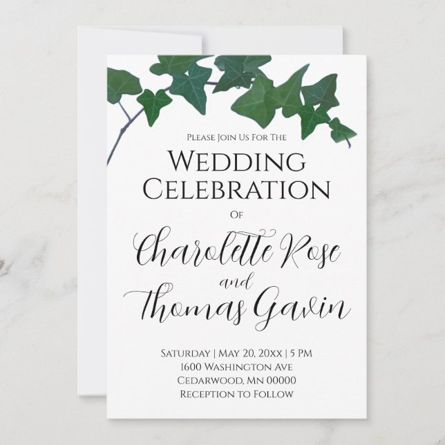 Invitación Boda de marfil inglés verde clásico (Anverso)
