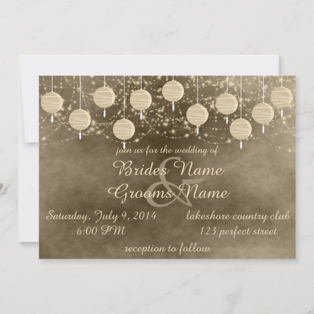Invitación Boda de Marfil Lanterns (Anverso)
