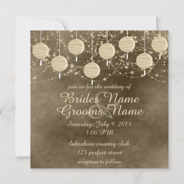 Invitación Boda de Marfil Lanterns (Anverso)