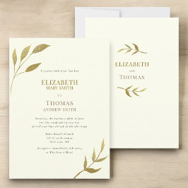 Invitación Boda de marfil y oro Casual elegante