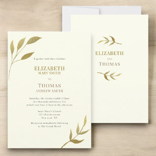Invitación Boda de marfil y oro Casual elegante