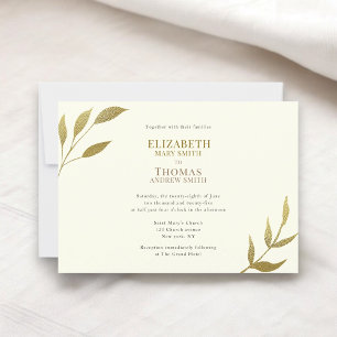 Invitación Boda de marfil y oro Casual elegante