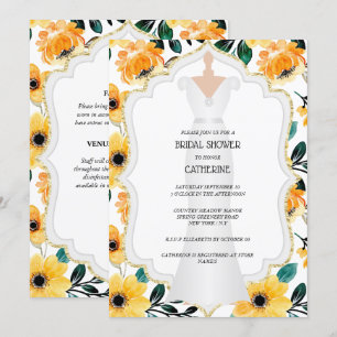 Invitación Boda de margarita amarilla vestido floral 