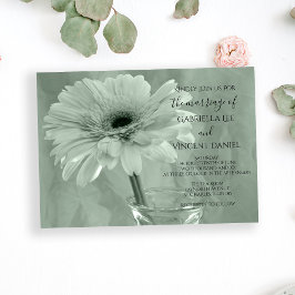 Invitación Boda de margarita con tintes de color verde pálido