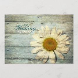 Invitación boda de margarita de barnwood azul pastel