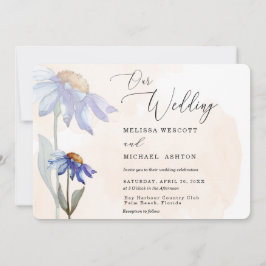 Invitación Boda de margarita de color de arena púrpura y colo