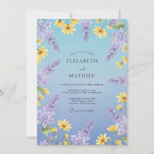 Invitación Boda de margarita de eucalipto azul claro