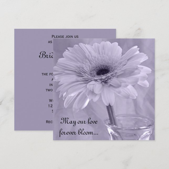Invitación Boda de margarita morado claro (Anverso / Reverso)