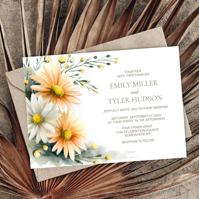 Invitación Boda de Margaritas Naranjas y Blancas  (Subido por el creador)