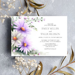 Invitación Boda de Margaritas Purpura y Blanco