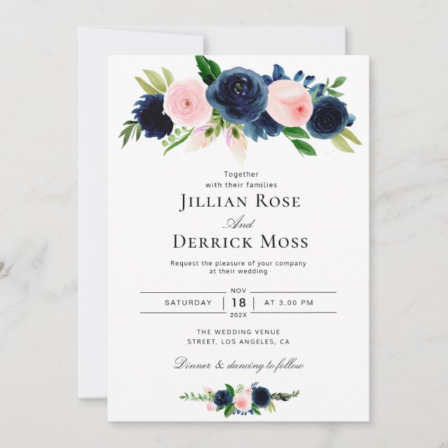 Invitación boda de marina y rubor (Anverso)