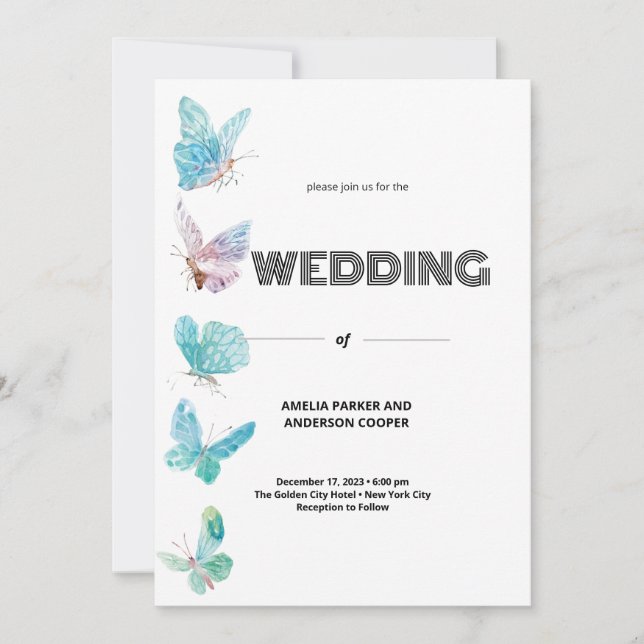 Invitación Boda de mariposa (Anverso)