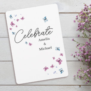 Invitación Boda de mariposa azul rosa bonito